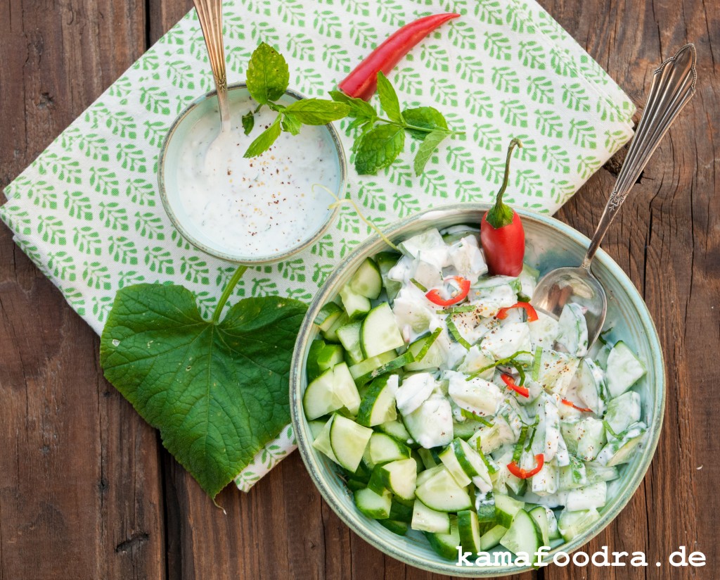 Cool down und Wünsche: Gurken Raita Salat | Kamafoodra
